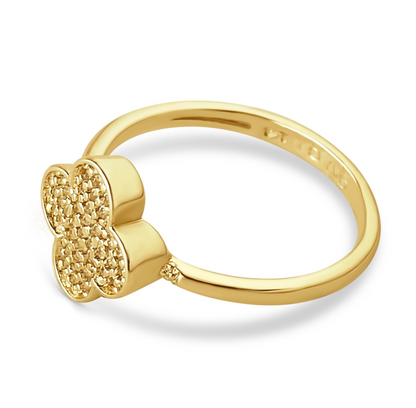 Clover Paved Zircon Ring